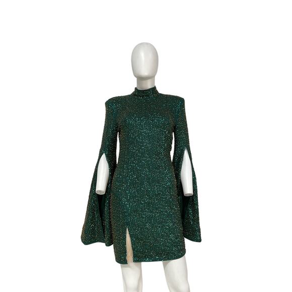 Michael Costello x Revolve 'Mr. Gibson' Green Rayon Mini Dress Size M - Picture 2 of 5